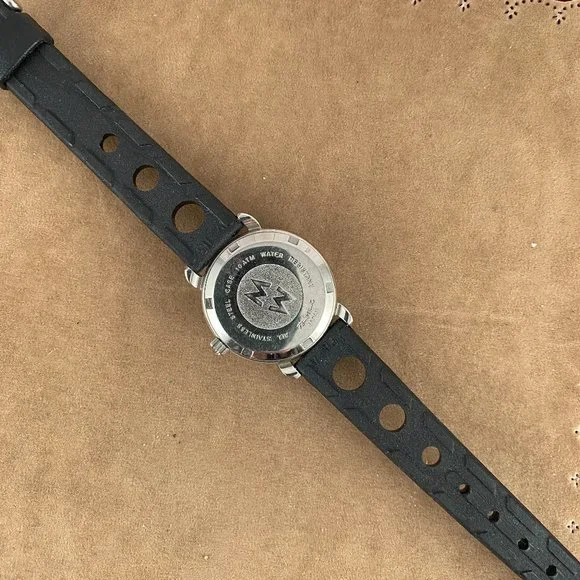 Michele Blue Dial with Black inch Dive Strap All Stainless Steel